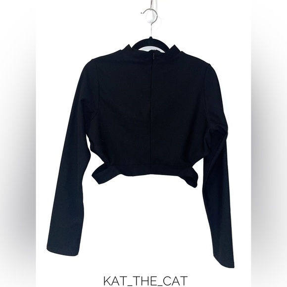 Missguided X Nicole Women's Black Crop Top with Cut Out Sides - Size US 10 - Picture 6 of 11